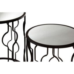 Orsina Set Of 2 Black Side Tables With Undulating Frames,tables With Exotic Circular Design, Mirrored Small Tables - thumbnail 4