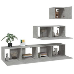 Berkfield 4 Piece Tv Cabinet Set Concrete Grey Engineered Wood - thumbnail 4