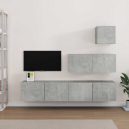 Berkfield 4 Piece Tv Cabinet Set Concrete Grey Engineered Wood - thumbnail 1