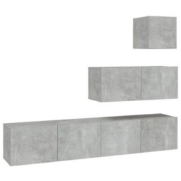 Berkfield 4 Piece Tv Cabinet Set Concrete Grey Engineered Wood - thumbnail 2