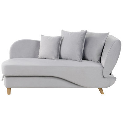 Beliani Right-Hand Chaise Longue Meri Velvet Light Grey With Storage - image 1