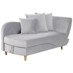 Beliani Right-Hand Chaise Longue Meri Velvet Light Grey With Storage - thumbnail 5