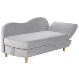 Beliani Right-Hand Chaise Longue Meri Velvet Light Grey With Storage - thumbnail 6
