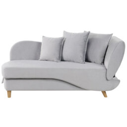Beliani Right-Hand Chaise Longue Meri Velvet Light Grey With Storage - thumbnail 1