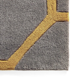 Grey/yellow Modern Geometric Handmade Easy To Clean Rug For Living Room Bedroom & Dining Room-120Cm X 170Cm - thumbnail 3
