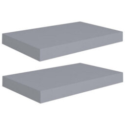 Berkfield Floating Wall Shelves 2 Pcs Grey 40X23X3.8 Cm Mdf - thumbnail 2