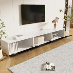 Btm Black And White Tv Cabinet, 180 Cm Long, Highgloss Finish, With 16Color Led Lighting, Wallmountablebtm - thumbnail 5