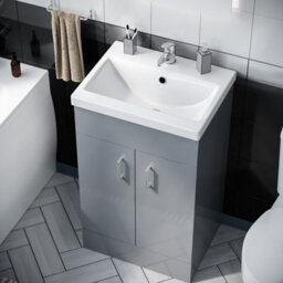 Nes Home 510mm Grey Floor Standing Vanity With 2 Doors, Wc Toilet Pan & Basin - thumbnail 4