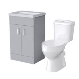 Nes Home 510mm Grey Floor Standing Vanity With 2 Doors, Wc Toilet Pan & Basin - thumbnail 6