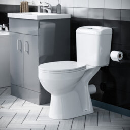 Nes Home 510mm Grey Floor Standing Vanity With 2 Doors, Wc Toilet Pan & Basin - thumbnail 2