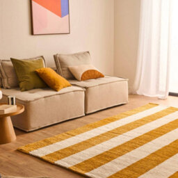 Sweeek - Indoor Rug With Ochre And White Stripes 80X140Cm - Pablo - thumbnail 3