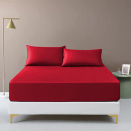 "Ameha Fitted Sheet 40 Cm Extra Deep Pocket Bed Sheets Elastic Corners Soft Microfiber Fitted Sheet 16"" (Burgundy,single 91X190 Cm)" - thumbnail 2