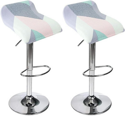 Printed Bar Stool Cover Set Of 2, Universal Seat With Elastic Bottom, Industrial Style - image 1