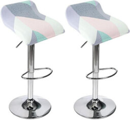 Printed Bar Stool Cover Set Of 2, Universal Seat With Elastic Bottom, Industrial Style - thumbnail 1