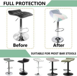 Printed Bar Stool Cover Set Of 2, Universal Seat With Elastic Bottom, Industrial Style - thumbnail 3