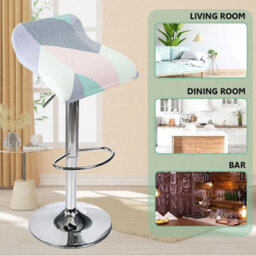 Printed Bar Stool Cover Set Of 2, Universal Seat With Elastic Bottom, Industrial Style - thumbnail 4