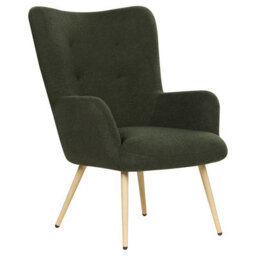 Beliani Wingback Chair Vejle With Footstool Boucle Dark Green - thumbnail 4