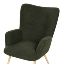 Beliani Wingback Chair Vejle With Footstool Boucle Dark Green - thumbnail 9