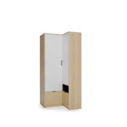 Arte Kanu White And Oak Copenhagen Corner Wardrobe 98Cm - thumbnail 4