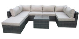 Furniture One Rattan Effect Mix Brown Rattan 7 Seat Corner Sofa Set No Assembly & Aluminium Frame - thumbnail 1
