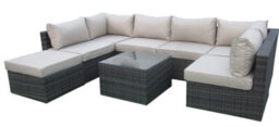 Furniture One Rattan Effect Mix Brown Rattan 7 Seat Corner Sofa Set No Assembly & Aluminium Frame - thumbnail 2