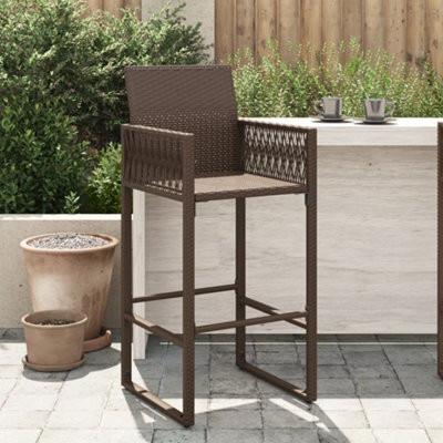 Vidaxl Garden Bar Stools 2 Pcs Brown Poly Rattan - image 1
