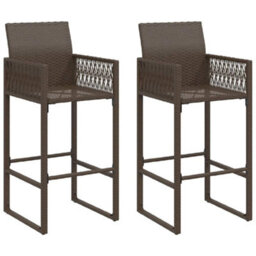 Vidaxl Garden Bar Stools 2 Pcs Brown Poly Rattan - thumbnail 2