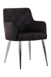 Orsina Black Velvet Splayed Dining Chair, Luxury Lounge Chair With Chrome Finish,  Chair For Patio, Kitchen Chair