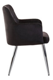 Orsina Black Velvet Splayed Dining Chair, Luxury Lounge Chair With Chrome Finish,  Chair For Patio, Kitchen Chair - thumbnail 2