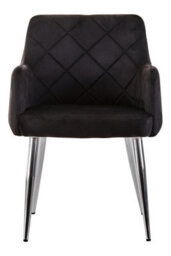 Orsina Black Velvet Splayed Dining Chair, Luxury Lounge Chair With Chrome Finish,  Chair For Patio, Kitchen Chair - thumbnail 6