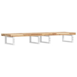 Berkfield Basin Shelf Wall Mounted Steel And Solid Wood Acacia - thumbnail 6