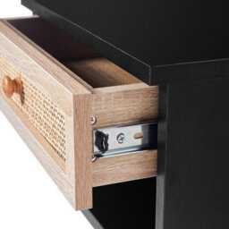Thehotsale Black Floating Bedroom Nightstand With Pseudo-Rattan Drawer 40Cm X 40Cm X 23Cm - thumbnail 6