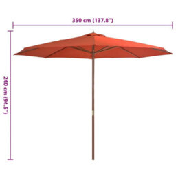 Walplus Garden Parasol With Wooden Pole 350 Cm Terracotta - thumbnail 4