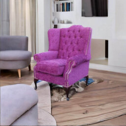 Chesterfield Highclere Wing Chair Carlton Fuchsia Purple Fabric In Mallory Style - thumbnail 4