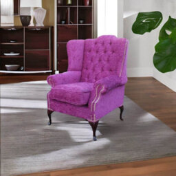 Chesterfield Highclere Wing Chair Carlton Fuchsia Purple Fabric In Mallory Style - thumbnail 3