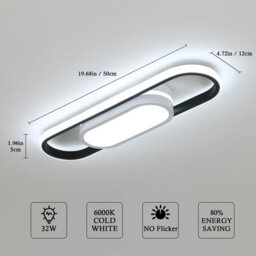 Pheashine Sleek Oval Ceiling Light 30W 6500K Cool White 48Cm Aluminum Flush Mount - thumbnail 2