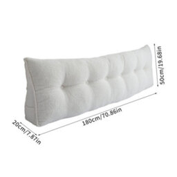 Living And Home Off-White Bed Sofa Triangular Wedge-Shaped Teddy Velvet Headboard Pillow, 180Cm X 20Cm X 50Cm - thumbnail 9