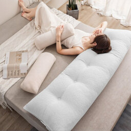 Living And Home Off-White Bed Sofa Triangular Wedge-Shaped Teddy Velvet Headboard Pillow, 180Cm X 20Cm X 50Cm - thumbnail 2
