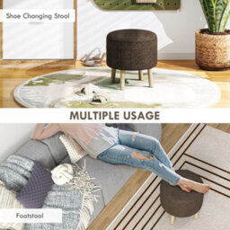 Wyld Haus Roli Linen-Look Dark Brown Round Storage Ottoman 39 X 39 X 40 Cm - thumbnail 7