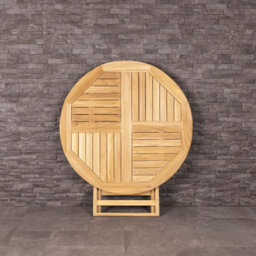 Charles Bentley Solid Wooden Teak Round 2-4 Seater Table Garden Foldable Patio - thumbnail 2