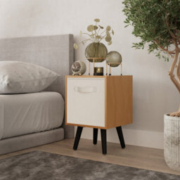 Urbn-Living Urbnliving 51Cm Height Beech Wooden Cube Storage Bookcase Cream Inserts Scandinavian Black Legs