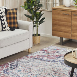 Beliani Handwoven Distressed Oriental Rug 140 X 200 Cm Multicolour Polyester Cotton With Tassels - thumbnail 2