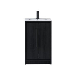 Royal Bathrooms Livora 500mm Walnut Woodgrain Floor Standing Vanity Unit 2 Door With Minimalist Basin & Matt Black Handle - thumbnail 6