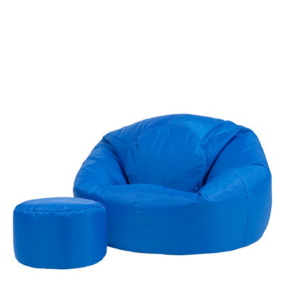 Icon Kingston Adult Classic Indoor Outdoor Bean Bag & Square Footstool Pouffe Blue - image 1