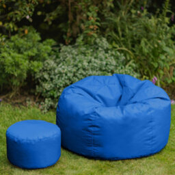 Icon Kingston Adult Classic Indoor Outdoor Bean Bag & Square Footstool Pouffe Blue - thumbnail 4