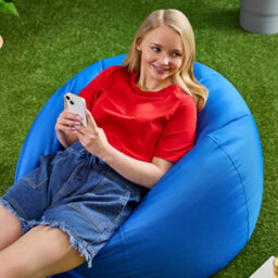 Icon Kingston Adult Classic Indoor Outdoor Bean Bag & Square Footstool Pouffe Blue - thumbnail 6