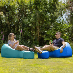 Icon Kingston Adult Classic Indoor Outdoor Bean Bag & Square Footstool Pouffe Blue - thumbnail 3