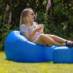 Icon Kingston Adult Classic Indoor Outdoor Bean Bag & Square Footstool Pouffe Blue - thumbnail 2