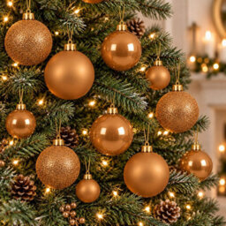 Decoris 30 Caramel Brown Baubles Shatterproof Christmas Tree Hanging Decor - thumbnail 1