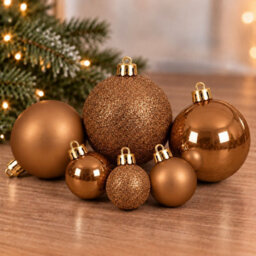 Decoris 30 Caramel Brown Baubles Shatterproof Christmas Tree Hanging Decor - thumbnail 4